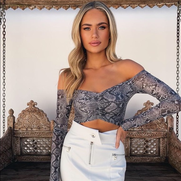 Tiger Mist Tops - Tiger Mist Sweetheart Crop in Snake